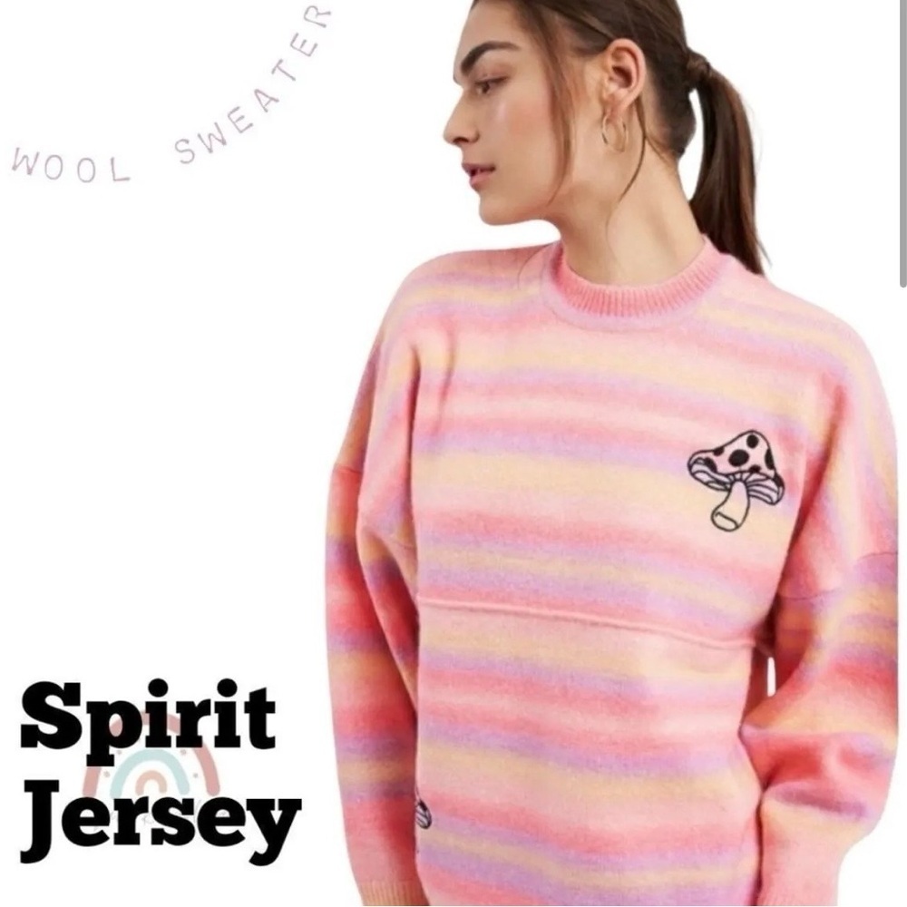 NWT Spirit Jersey PSYCHEDELIC Mushroom Knit Sweater Unisex